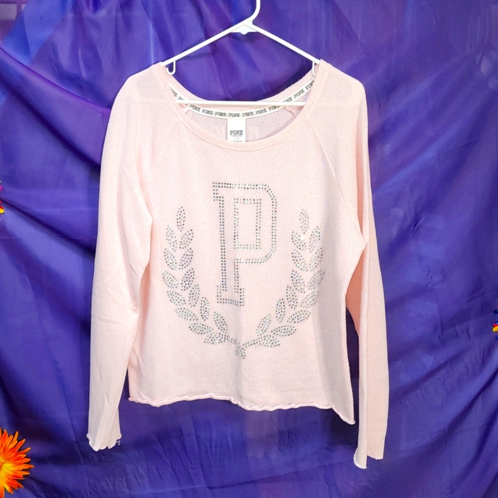 VS PINK - Light Pink Sweater With Silver Gems - Size Large